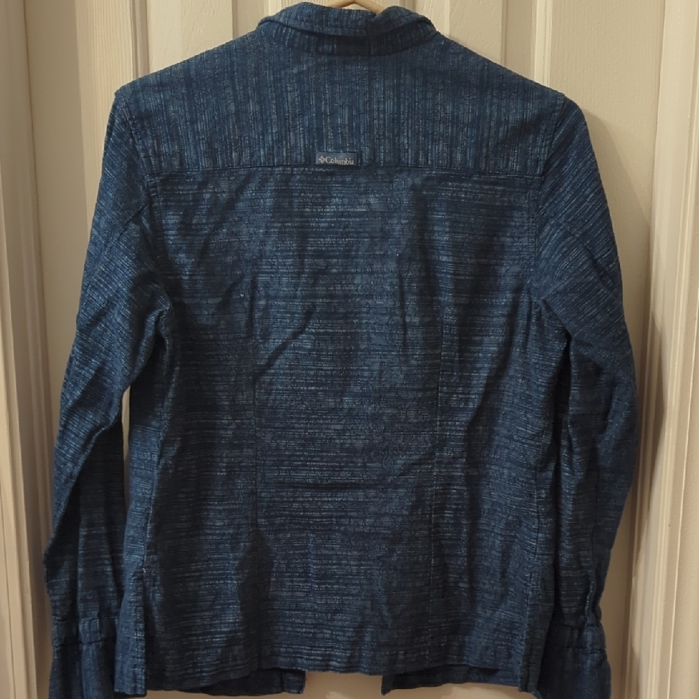 Women's Medium Columbia Navy Textured Long Sleeve‎ Shirt - Picture 4 of 4